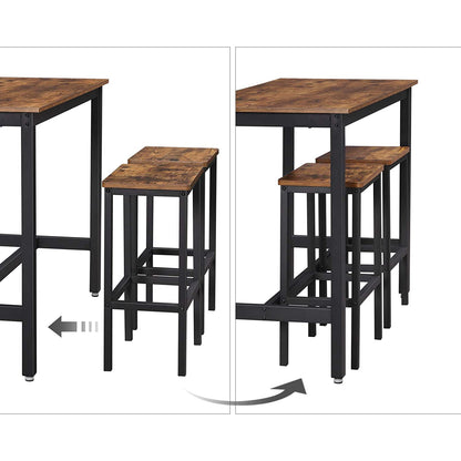 Table de bar Nancy's Clifton avec chaises de bar - Tables de bar Bois - Tabourets de bar - Marron Industriel - 120 x 60 x 90 cm