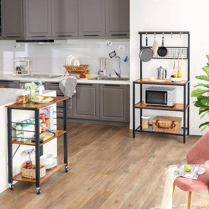 Chariot de cuisine Nancy's San Juan - Chariot de service - Chariots de cuisine - Marron rustique - Chariot industriel - 60 x 40 x 89 cm (L x L x H)