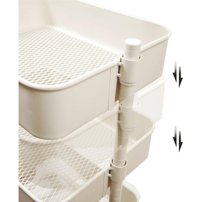 Nancy's Keukentrolley - Keukenwagen Op Wieltjes - Keukentrolleys - Crème Wit - 43 x 35 x 73,5 cm
