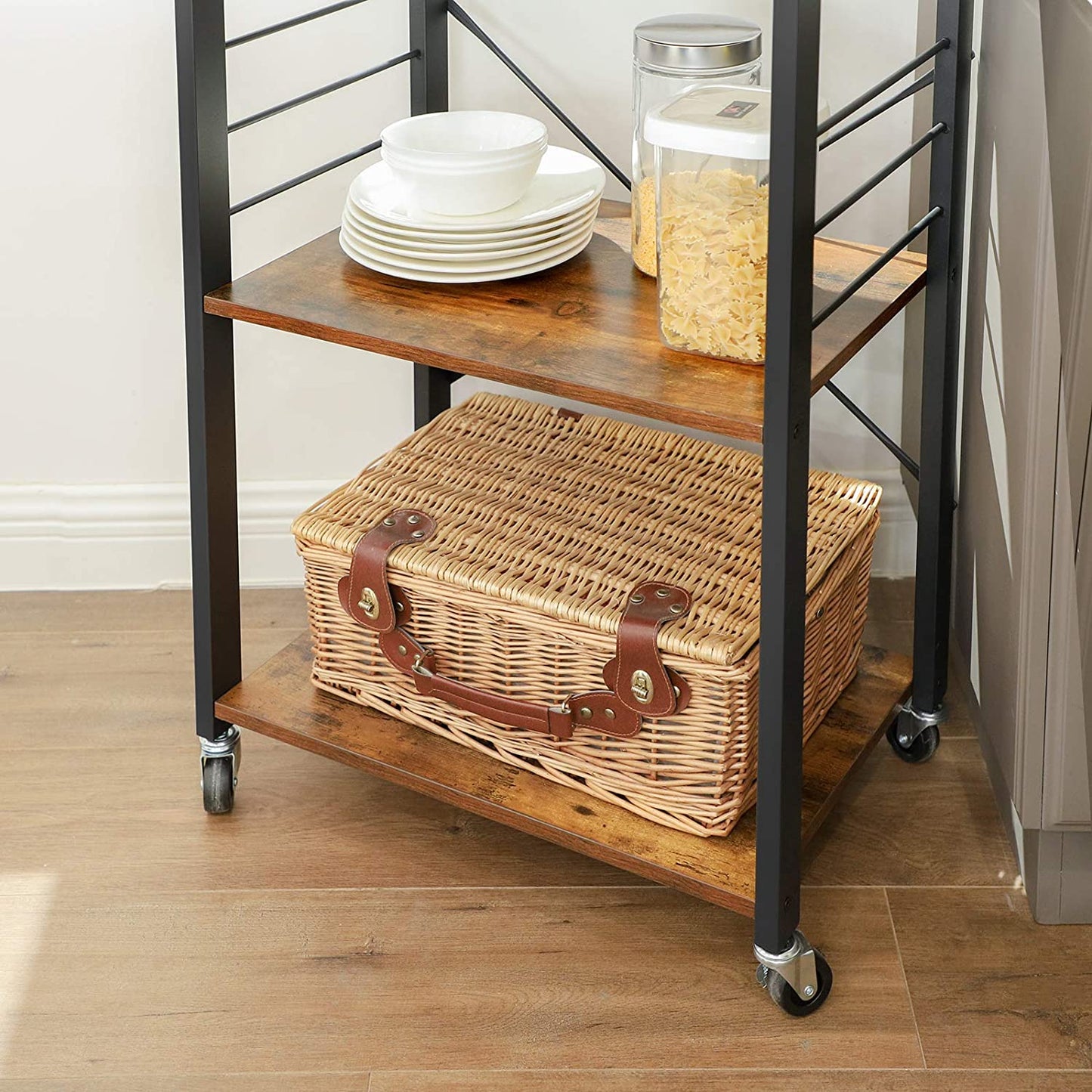 Chariot de cuisine Nancy's San Juan - Chariot de service - Chariots de cuisine - Marron rustique - Chariot industriel - 60 x 40 x 89 cm (L x L x H)
