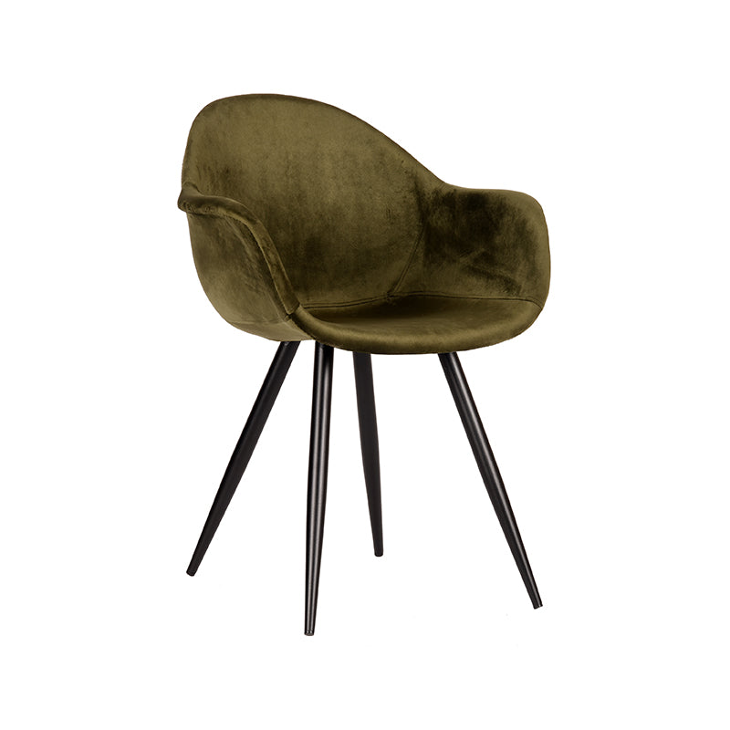 Nancy's Eetkamerstoel Forli - Fluweel - Stoel - Eetkamerstoelen - Army green - 60 x 83 x 58 cm