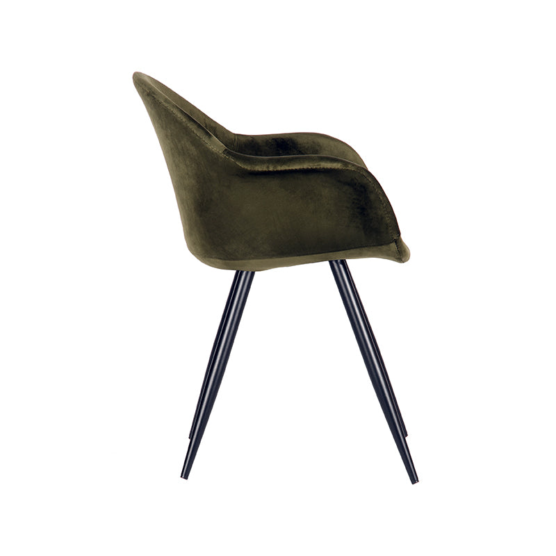 Nancy's Eetkamerstoel Forli - Fluweel - Stoel - Eetkamerstoelen - Army green - 60 x 83 x 58 cm