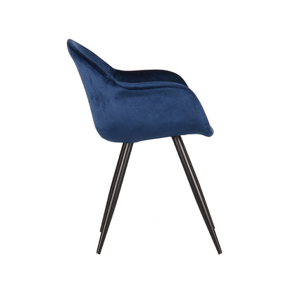 LABEL51 Forli Eetkamerstoel - Set van 2 - Fluweel - Stoel - Eetkamerstoelen - Blauw - 60 x 83 x 58 cm