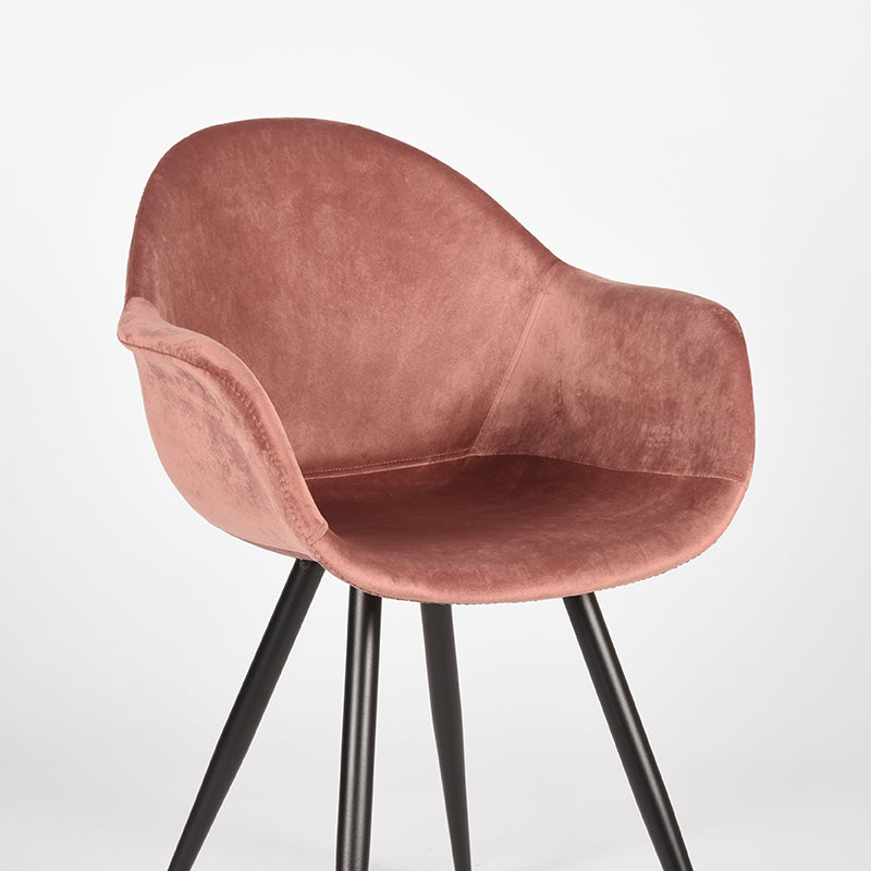 Nancy's Eetkamerstoel Forli - Fluweel - Stoel - Eetkamerstoelen - Roze - 60 x 83 x 58 cm