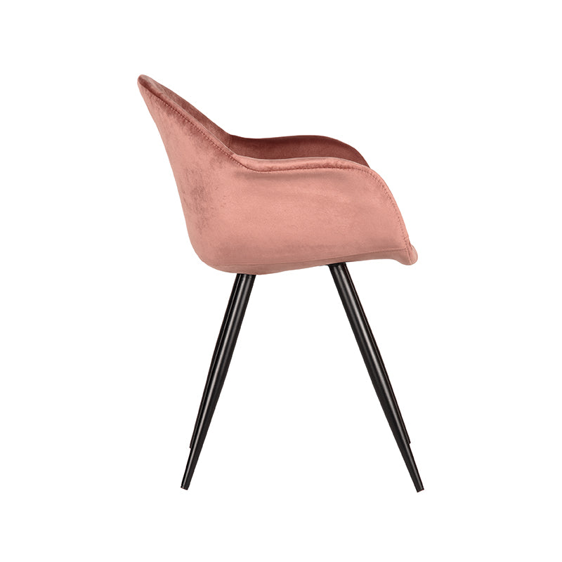 Nancy's Eetkamerstoel Forli - Fluweel - Stoel - Eetkamerstoelen - Roze - 60 x 83 x 58 cm