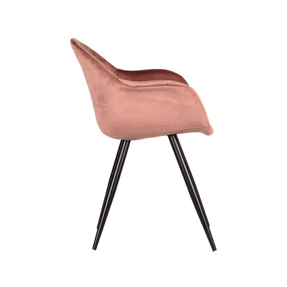 Nancy's Eetkamerstoel Forli - Fluweel - Stoel - Eetkamerstoelen - Roze - 60 x 83 x 58 cm