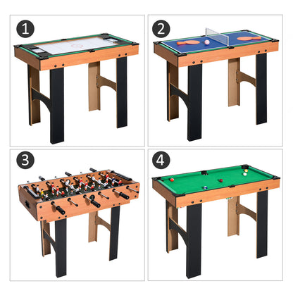 Table de jeu Nancy's Eagan - Baby-foot - Tennis de table - Hockey - Billard - 4-en-1 - MDF - Accessoires - Compact