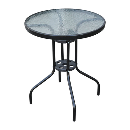 Nancy's Upland Garden Table - Glass Table - Bistro Table - Balcony Table - Black - Metal - Safety Glass - 60 x 70 cm