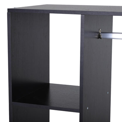 Nancy's Sweetwater Garderobekast - 3 Opbergvakken - 1 Hangrek - Op Wieltjes - Mobiele Garderobe - 80 x 40 x 128 cm - Zwart - Bewerkt Hout - Aluminium