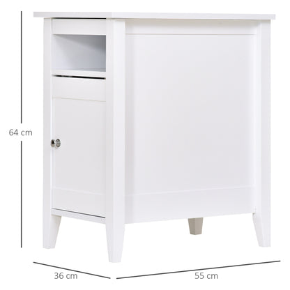 Nancy's Euclid Nachtkastje - Bijzettafel - Salontafel - Openslaande Deur - Opbergvak - 36 x 55 x 64 cm -Wit - MDF - Wit