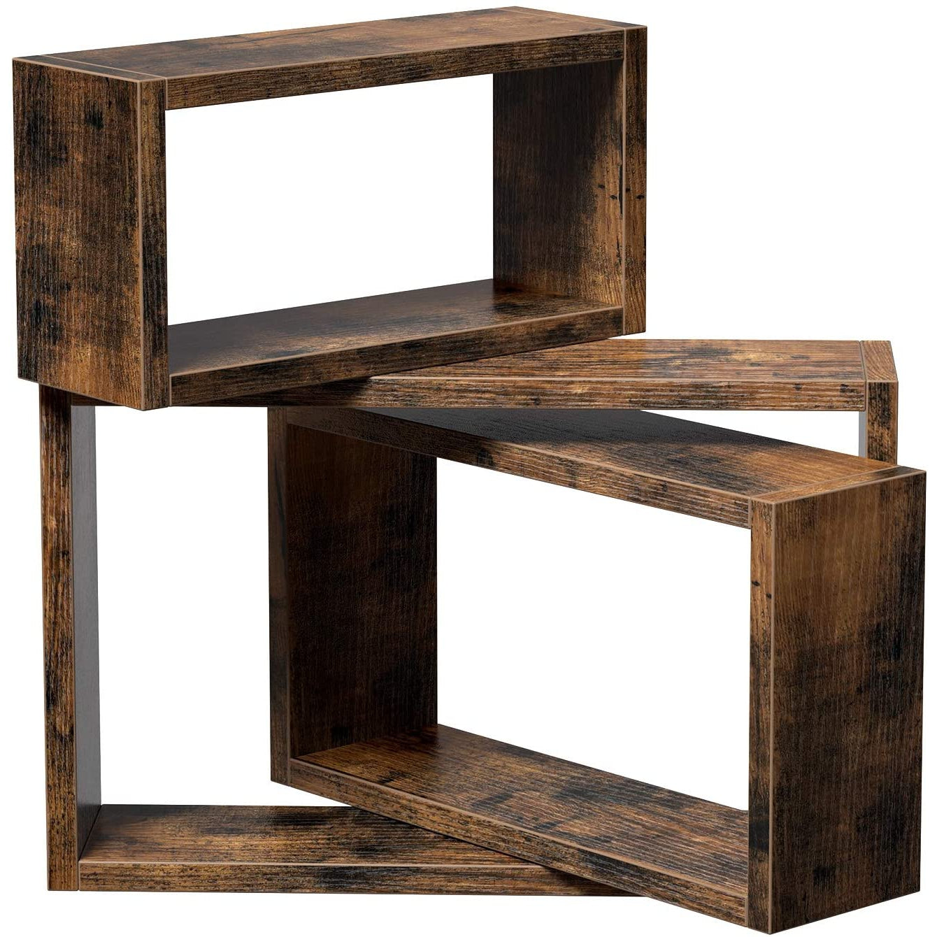 Nancy's Wandplank Industrieel Hout - Set van 3 - Zwevend - Wandplanken - Kubusplanken - Lengte 40/35/30 cm - Vintage bruin