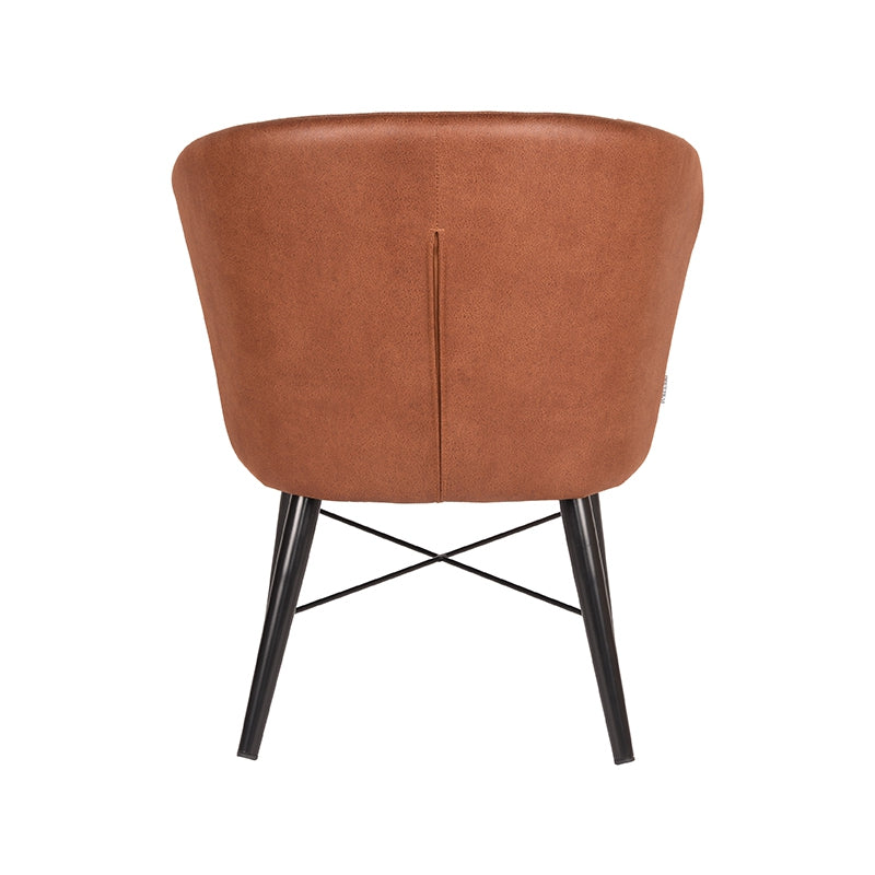 Nancy's Fauteuil Wave - Stoel - Fauteuils - Industrieel - Microfiber - Cognac - 64 x 68 x 79 cm