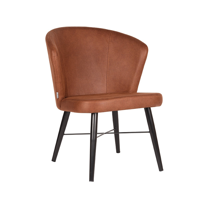 Nancy's Armchair Wave - Chaise - Fauteuils - Industriel - Microfibre - Cognac - 64 x 68 x 79 cm