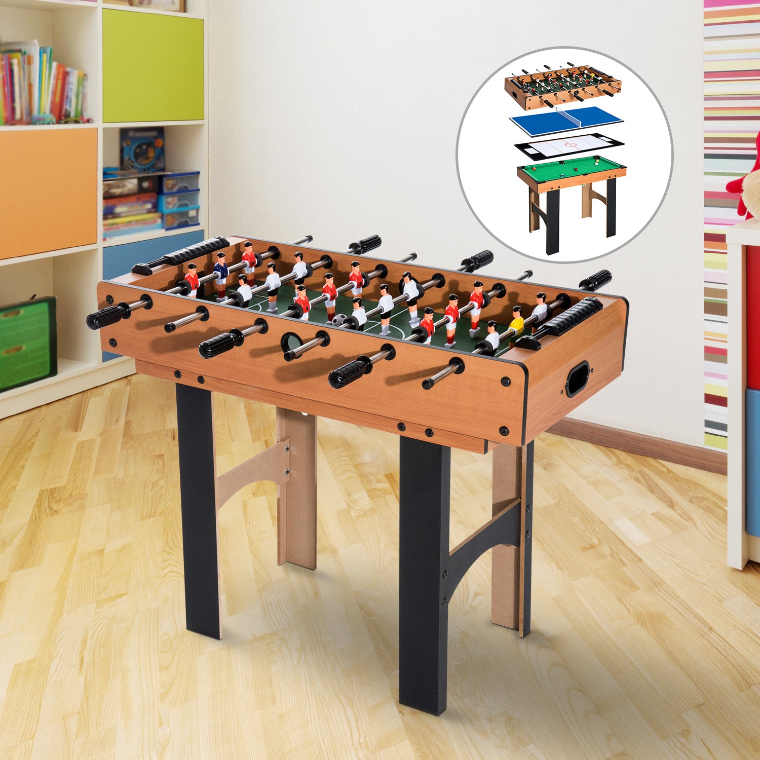 Nancy's Eagan Game table - Table football - Table tennis - Hockey - Billiards - 4-in-1 - MDF - Accessories - Compact
