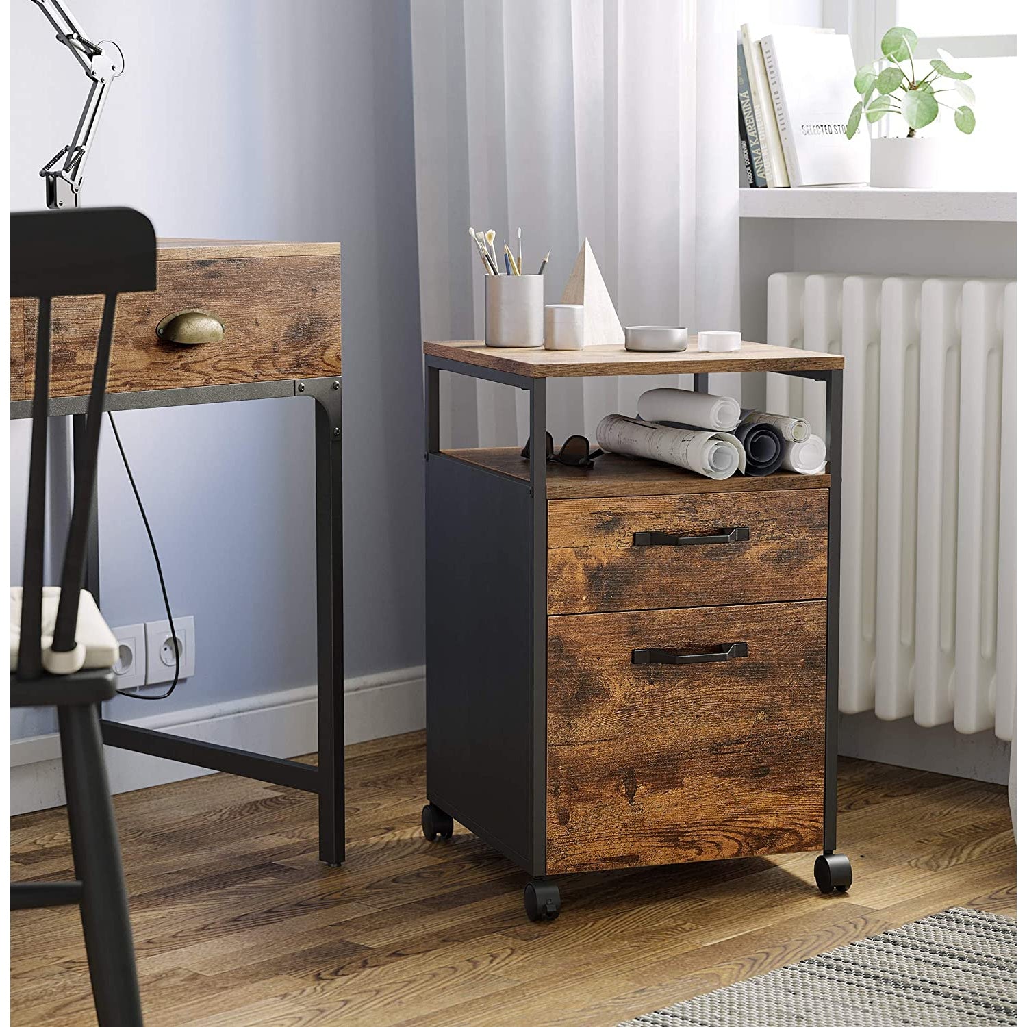 Nancy's Laoda Ladeblok - Archiefkast - Kantoorkast - Bruin / Zwart - ± 40 x 45 x 65 cm