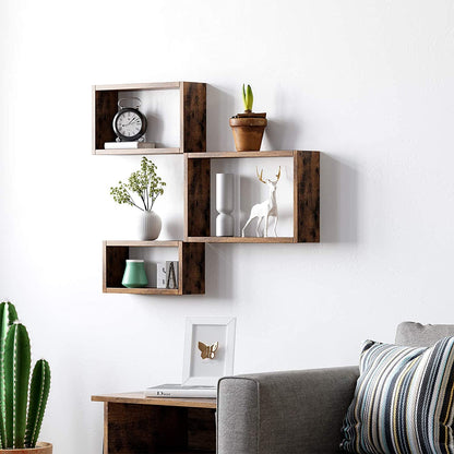 Nancy's Wandplank Industrieel Hout - Set van 3 - Zwevend - Wandplanken - Kubusplanken - Lengte 40/35/30 cm - Vintage bruin