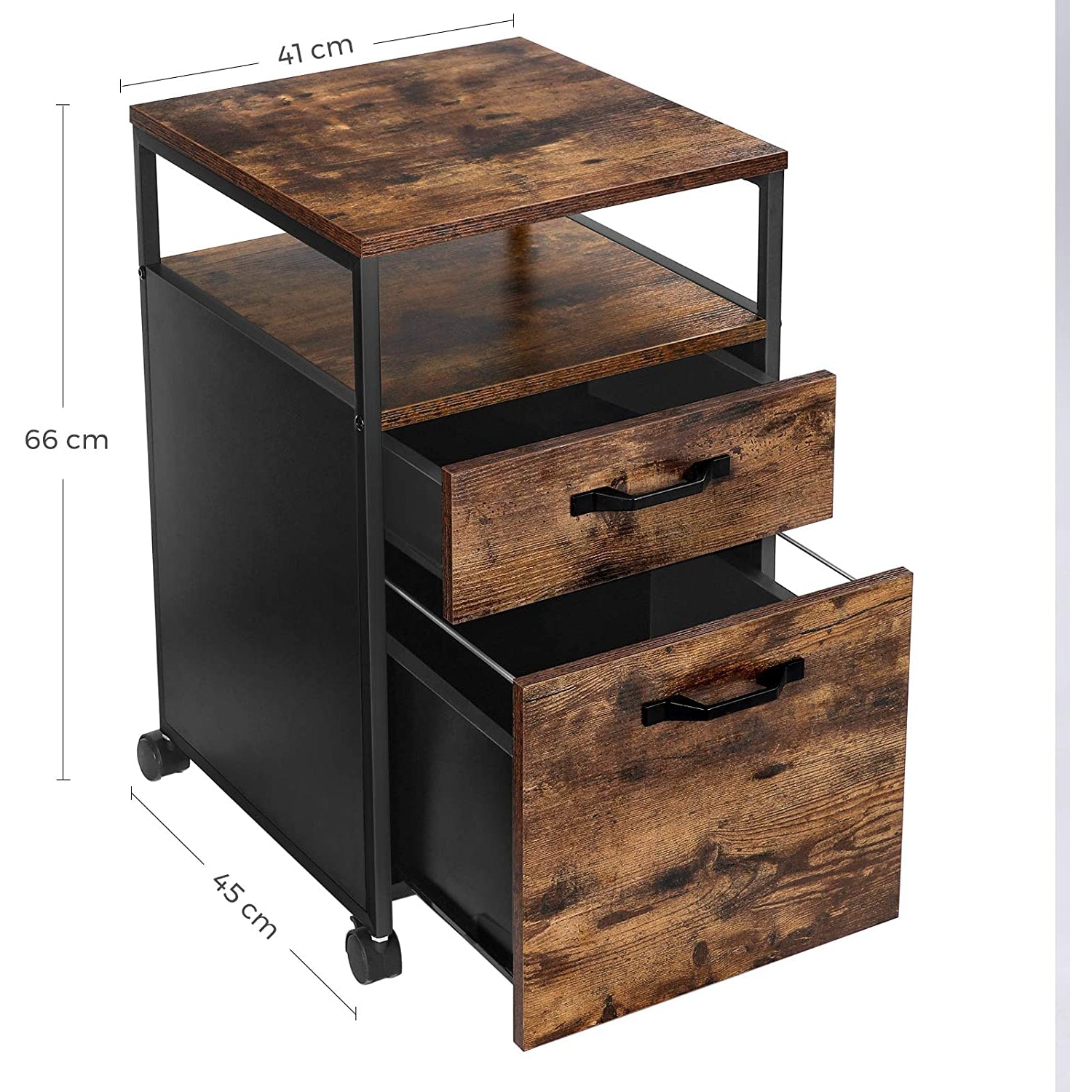 Nancy's Laoda Ladeblok - Archiefkast - Kantoorkast - Bruin / Zwart - ± 40 x 45 x 65 cm