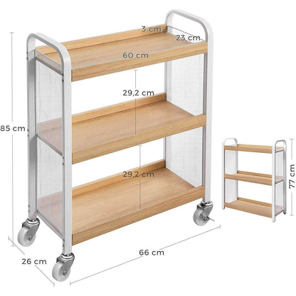 Chariot de cuisine de Nancy - Chariot de service - Chariots de cuisine - Blanc et Beige - Industriel - 66 x 26 x 85 cm