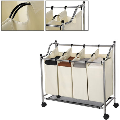 Nancy's Laundry Sorter 140L - Panier à linge avec 4 compartiments Beige