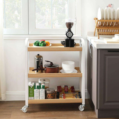 Chariot de cuisine de Nancy - Chariot de service - Chariots de cuisine - Blanc et Beige - Industriel - 66 x 26 x 85 cm