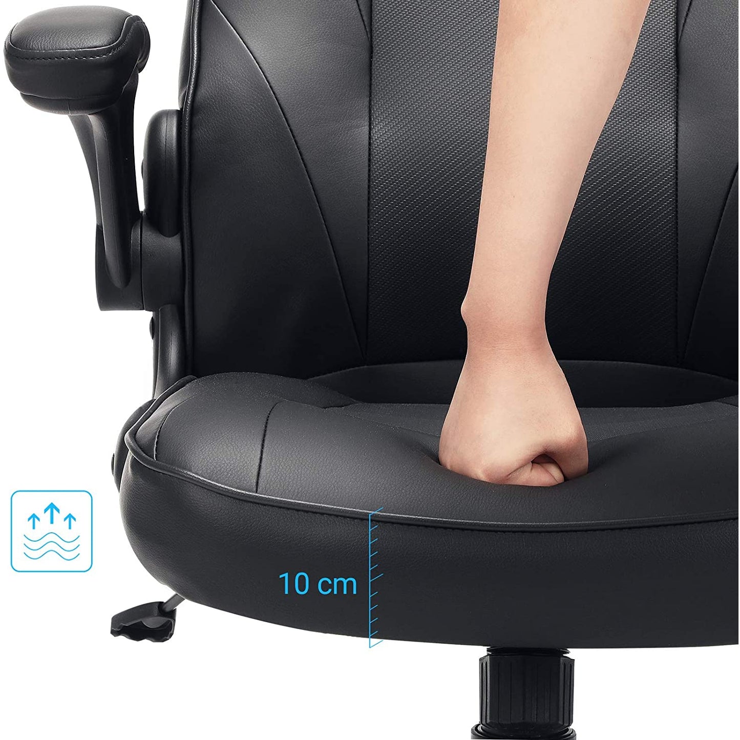 Chaise de bureau Nancy's Bathgate - Chaise de bureau ergonomique - Chaise de bureau pour adultes - Noir - 75 x 64 x (110-120) cm (L x L x H)