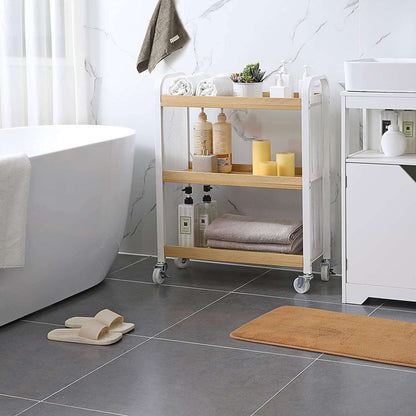 Chariot de cuisine de Nancy - Chariot de service - Chariots de cuisine - Blanc et Beige - Industriel - 66 x 26 x 85 cm