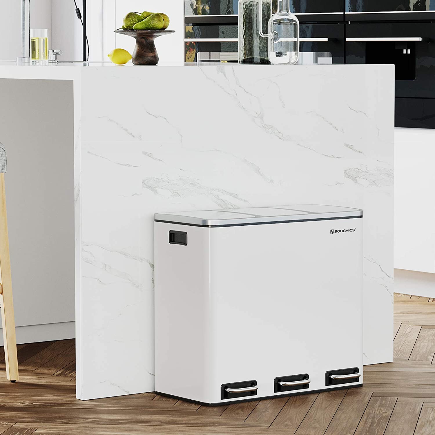 Nancy's Bornes Prullenbak - Afvalscheiding - Pedaalemmer - Afvalemmer - Wit - 54 Liter