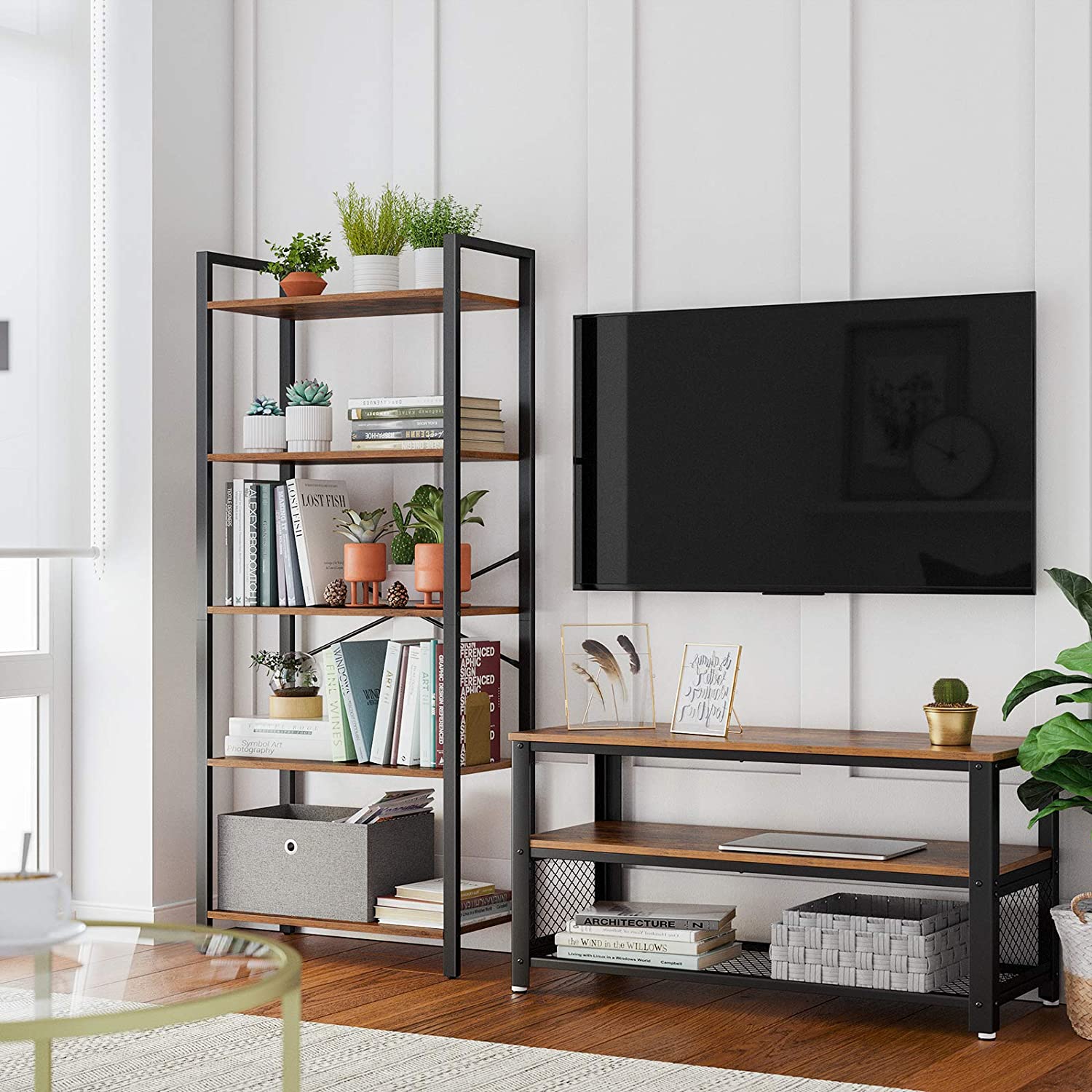 Nancy's Winstonhill Boekenkast - Wandkast - Staande Kast - Opbergkast - Bruin - ± 65 x 30 x 150 cm
