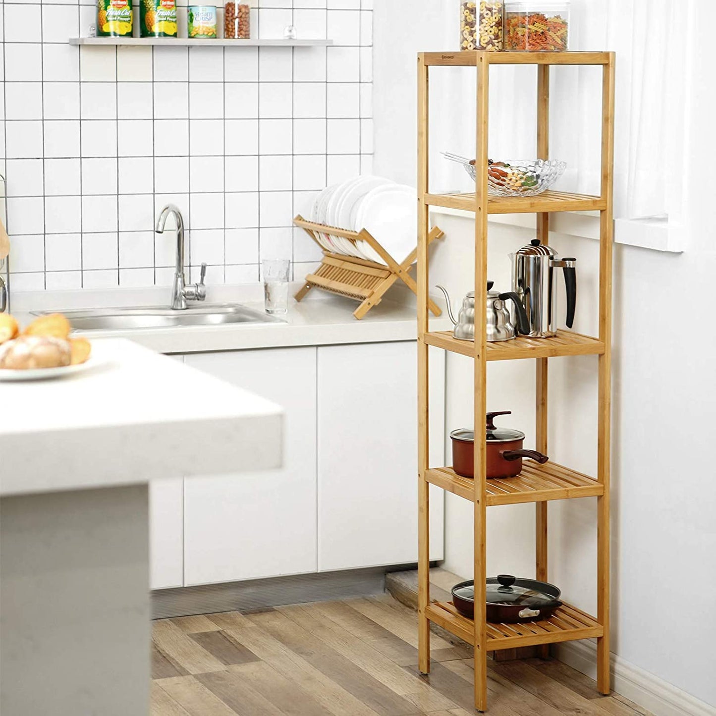 Nancy's Laurel Storage Rack - Bamboo - Storage Rack With 5 Layers - Bathroom Shelf