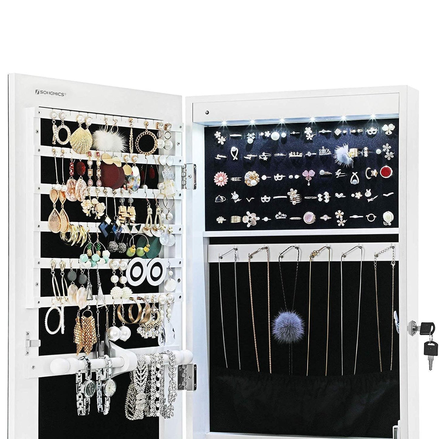 Nancy's jewelry cabinet with mirror - Full-length mirror hanging LED lighting - 36.8 x 10 x 120 cm