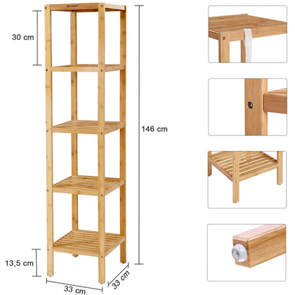 Nancy's Laurel Storage Rack - Bambou - Support de rangement à 5 couches - Étagère de salle de bain