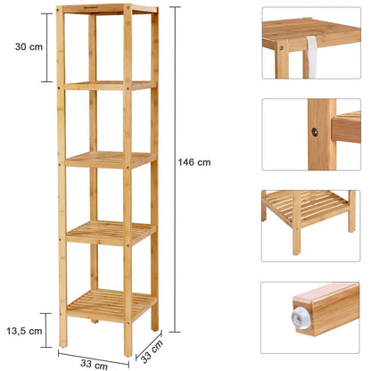 Nancy's Laurel Storage Rack - Bamboo - Storage Rack With 5 Layers - Bathroom Shelf