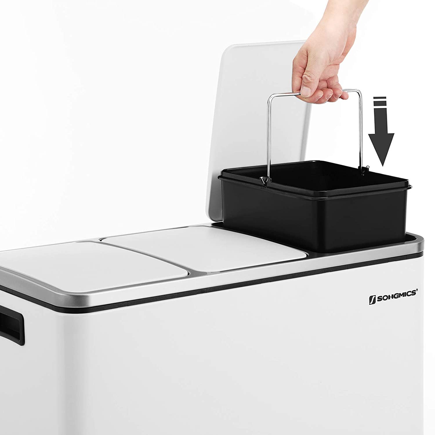 Nancy's Bornes Prullenbak - Afvalscheiding - Pedaalemmer - Afvalemmer - Wit - 54 Liter