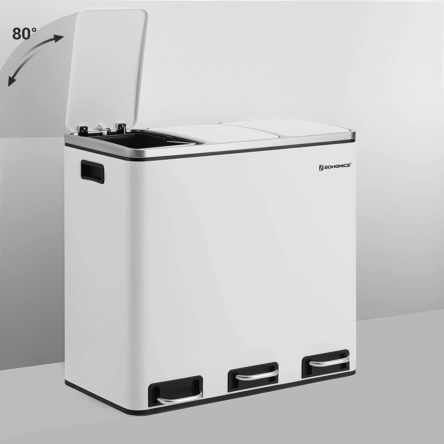 Nancy's Bornes Prullenbak - Afvalscheiding - Pedaalemmer - Afvalemmer - Wit - 54 Liter
