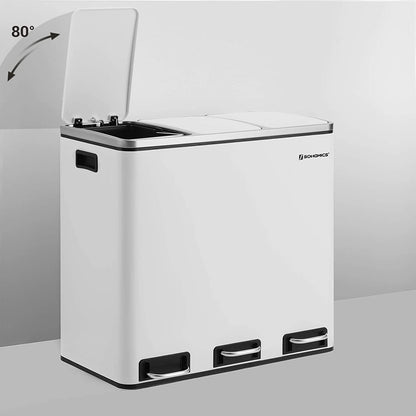 Nancy's Bornes Prullenbak - Afvalscheiding - Pedaalemmer - Afvalemmer - Wit - 54 Liter