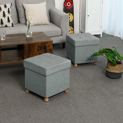 Nancy's Hocker - Stool With Storage - Pouf - Gray Seating Chair With Storage - 38 x 40 x 38 cm (W / H / D)