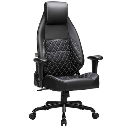Nancy's Luxe Bureaustoel - Ergonomische Bureaustoelen - Bureaustoelen Voor Volwassenen - Game Stoel - Directiestoel - Zwart - Leer