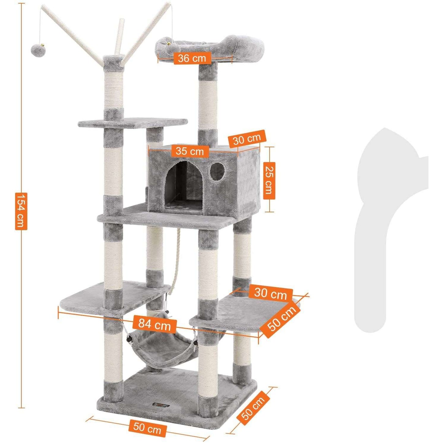 Nancy's Krabpaal Voor Katten Lichtgrijs XL - Krabpaal 154 CM