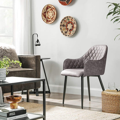 Chaise de salle à manger Nancy's Klickitat - Chaise de loisirs moderne et élégante - Chaises de salle à manger - Pieds en métal - Gris - 61 x 55 x 77 cm (L x L x H)