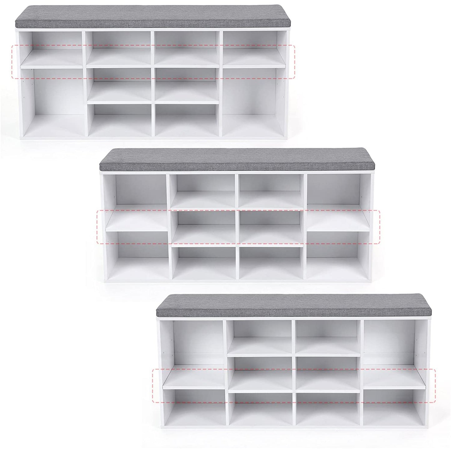 Nancy's Shoe Rack White - 10 Pairs of Shoes - Shoe Cabinet 104 x 30 x 48 cm