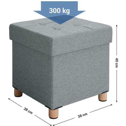 Nancy's Hocker - Stool With Storage - Pouf - Gray Seating Chair With Storage - 38 x 40 x 38 cm (W / H / D)