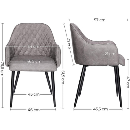 Chaise de salle à manger Nancy's Klickitat - Chaise de loisirs moderne et élégante - Chaises de salle à manger - Pieds en métal - Gris - 61 x 55 x 77 cm (L x L x H)