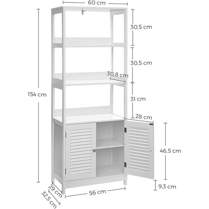 Nancy's Cleverly 2 Badkamermeubel - Badkamerkasten - Kast - Wit - 60 x 32.5 x 122 cm