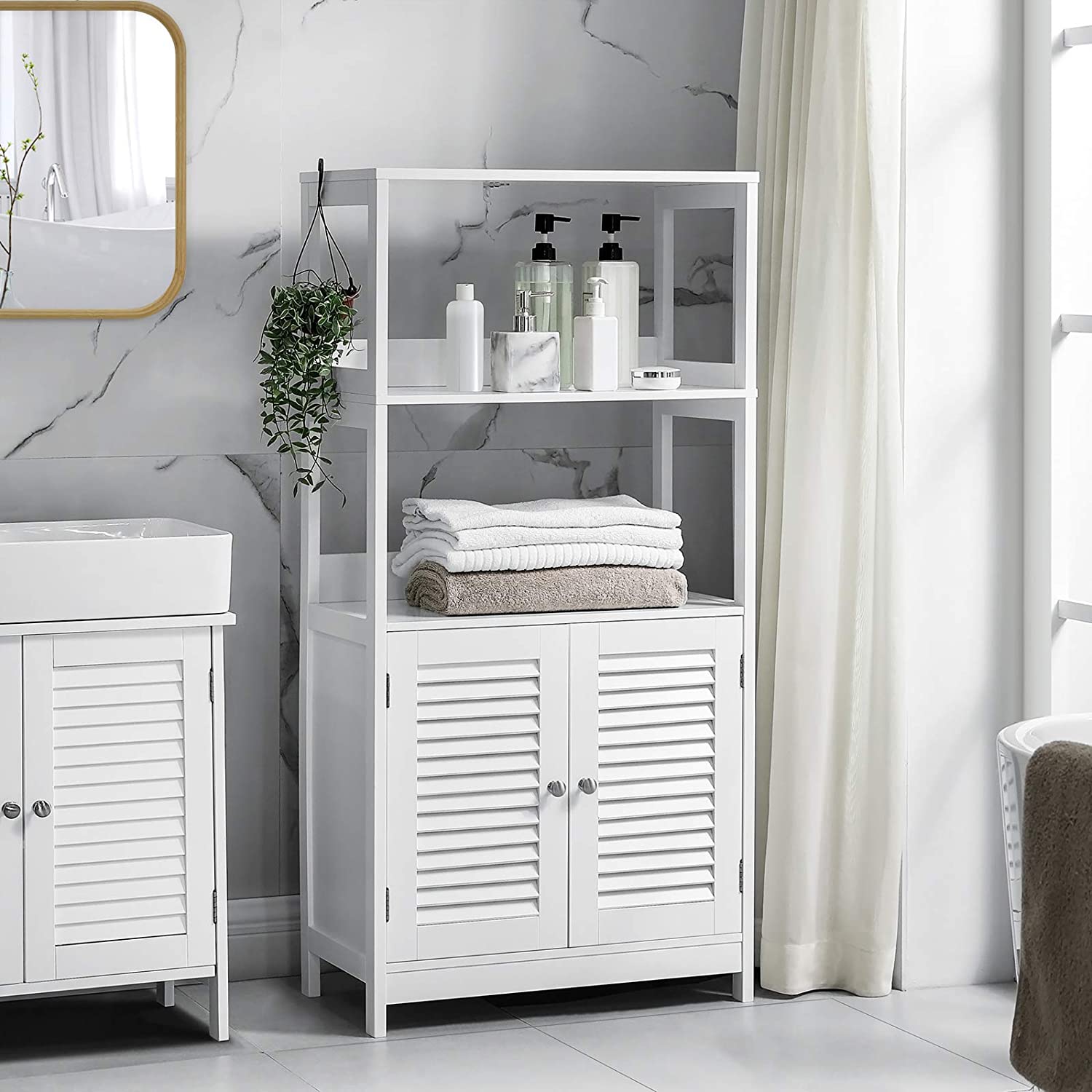 Nancy's Cleverly Bathroom Furniture - Bathroom Cabinets - Cupboard - White - 60 x 32.5 x 122 cm