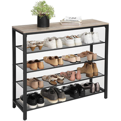 Nancy's Shoe Cabinet - 5 layers - Shoe rack - Shoe bench - Gray black - Industrial - 100 x 30 x 92.5 cm