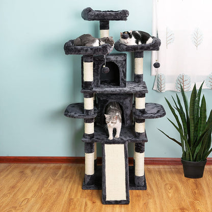 Nancy's Clacton Luxury Scratching Post for Cats - Cat Scratching Post - 5 Lying Places - Gray and White - 60 x 55 x 172 cm