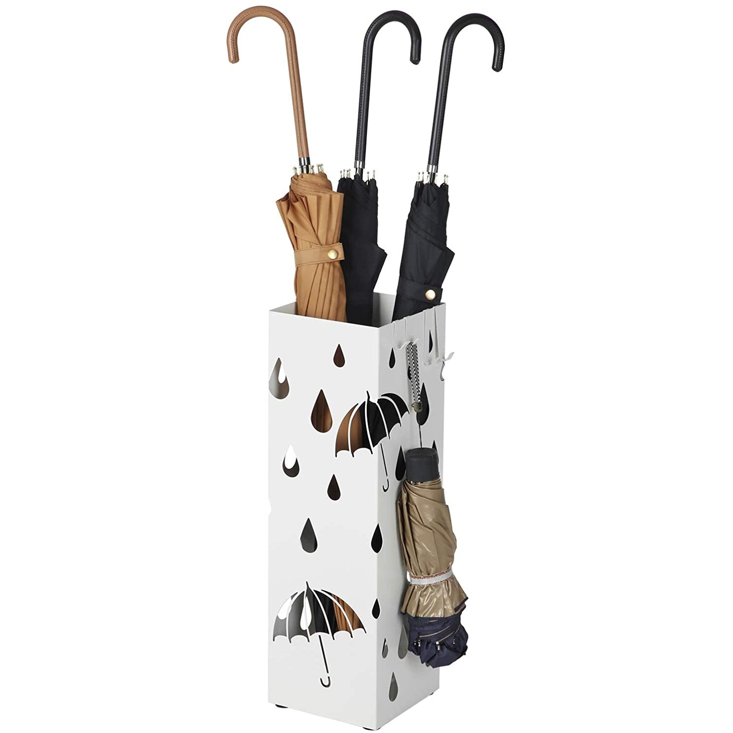 Porte-parapluie Nancy's Blanc - Porte-parapluie en métal motif pluie 49 CM de haut