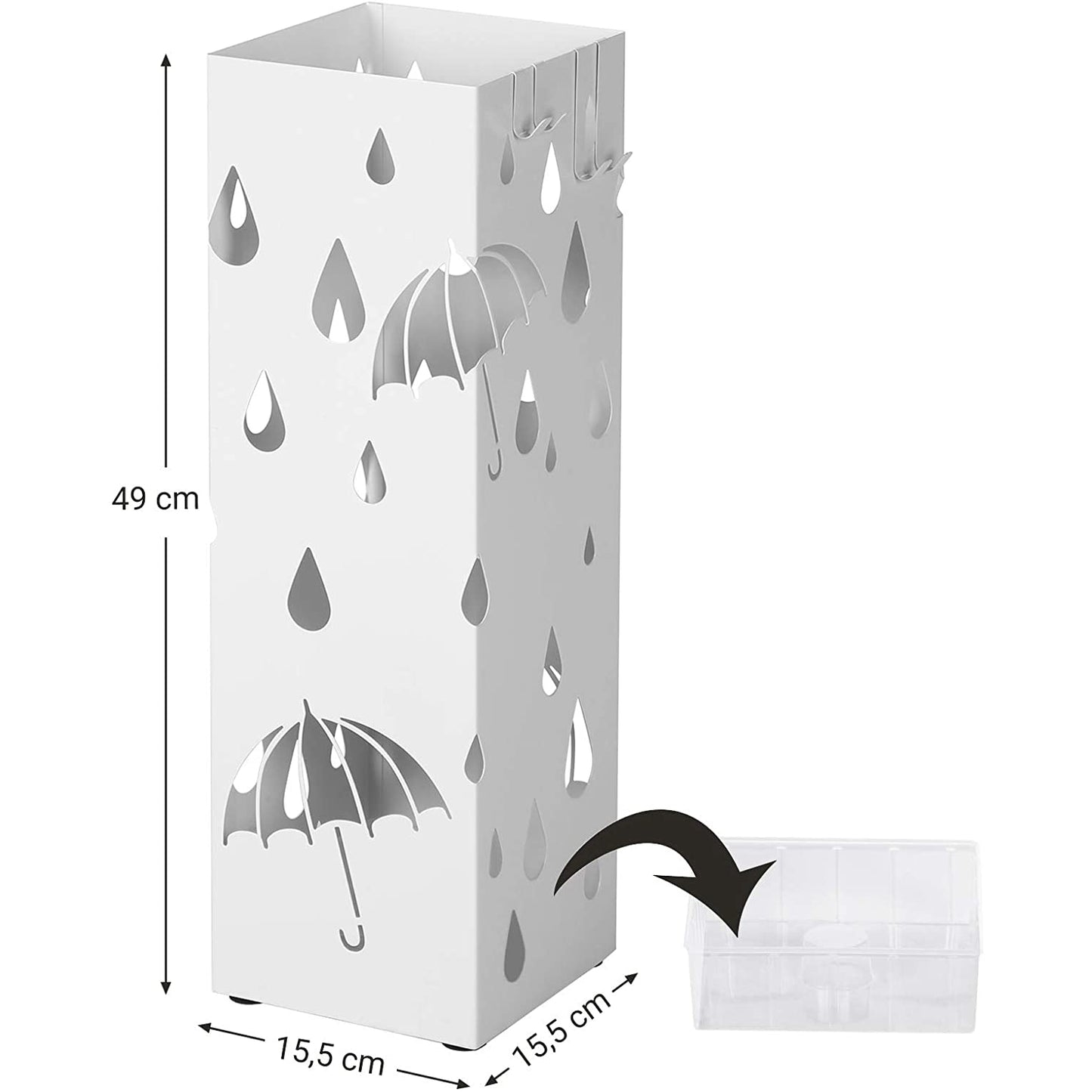 Nancy's Umbrella Stand White - Metal Umbrella Stand with Rain Motif 49 CM High