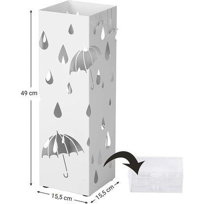 Nancy's Umbrella Stand White - Metal Umbrella Stand with Rain Motif 49 CM High