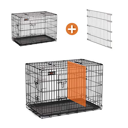 Cage à chien de Nancy - Banc - Caisse à chien - 2 portes - Chiens - Chenil - 92,5 x 57,5 ​​x 64 cm